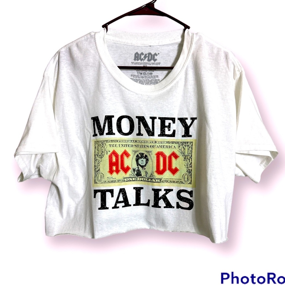 NWOT AC⚡️DC “MONEY TALKS” FACTORY CROPPED TSHIRT SIZE Medium